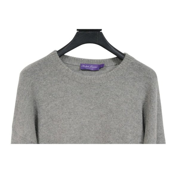 Ralph Lauren Purple Label Men Sweater Large Grey Blue Cashmere Two Tone Pullover - Picture 4 of 10